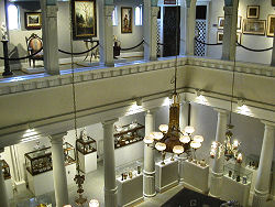 looking down on exhibits