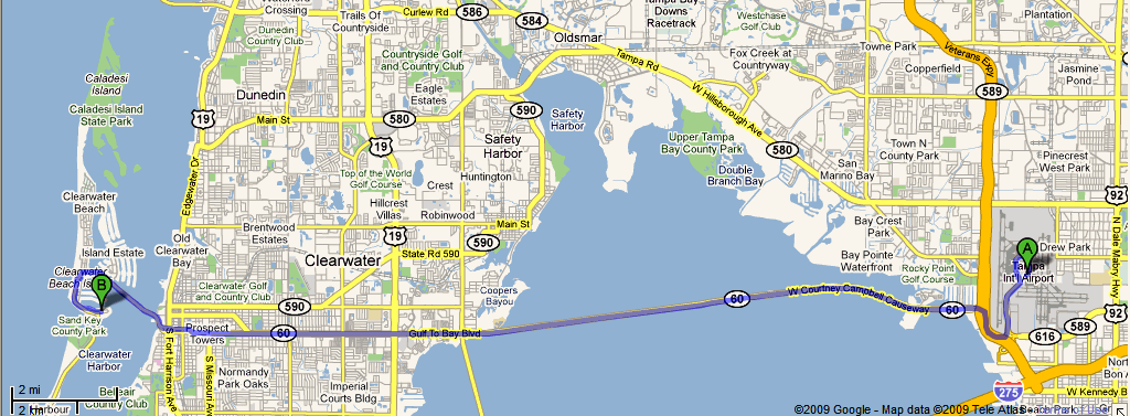 Map to Clearwater Beach, Florida