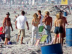 people enjoying the sand at Mission Beach 