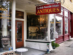 La Belle Nouvelle Orleans Antiques sign and storefront