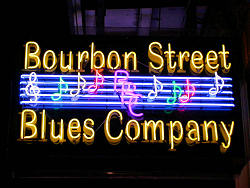Bourbon Street Blues Company neon sign