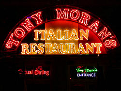 Tony Moran's Italian Restaurant neon sign