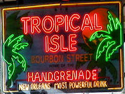 Tropical Isle Bourbon Street neon sign