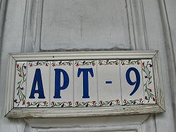 APT -9 sign on door
