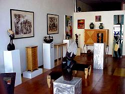 art gallery display on floor and walls