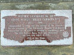 Trolly Barn Park historic landmark marker