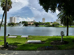 View of St. Pete across lake