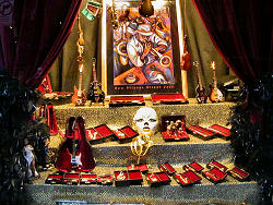 window display of mardi gras art