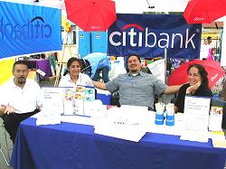 workers at bank booth