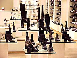 shoes and boots in store window