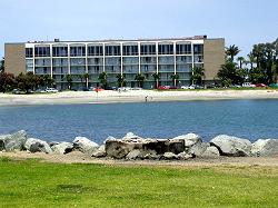 view of Bahia Hotel across bay and beach