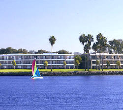 view of hotel from Mission Bay