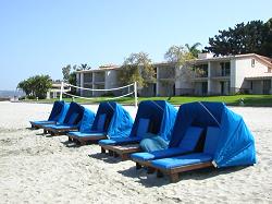 hotel loungers on beach