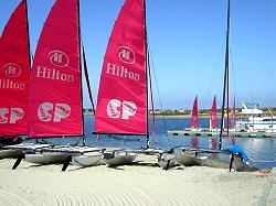 Hilton Hotel sailboats for rent on the beach 