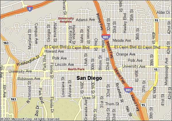 Map of North Park San Diego, CA