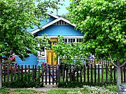 bright blue craftsman home