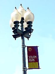South Park San Diego community banner on lamp post
