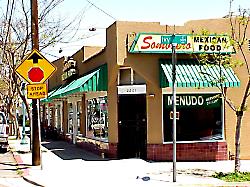 Sombrero Mexican food restaurant on corner