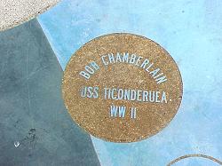memorial in sidewalk for Bob Chamberlain