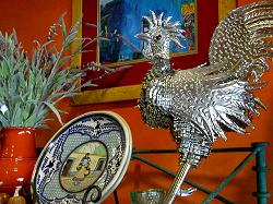 metal chicken and plate for sale