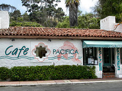 outside wall and entrance to Cafe Pacifica restaurant