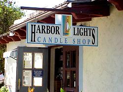 sign for Harbor Lights candle shop