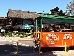 Old Town Trolley stops at Harbor House restaurant